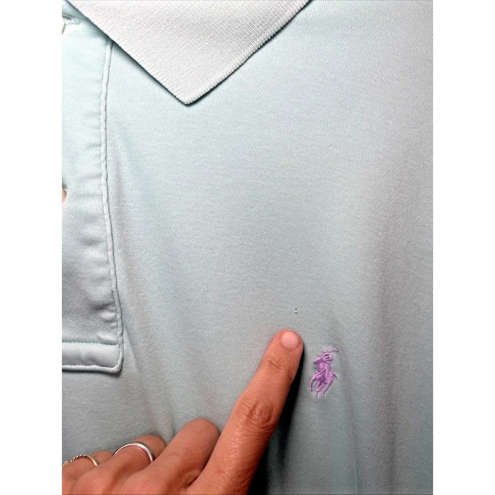 Polo Ralph Lauren 2XB Big Tall Polo Shirt Aqua Blue Purple Pony Golf